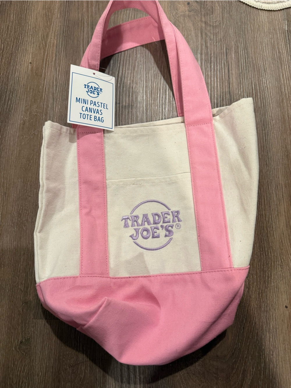 Trader Joe's Pink & Cream Canvas Tote Bag